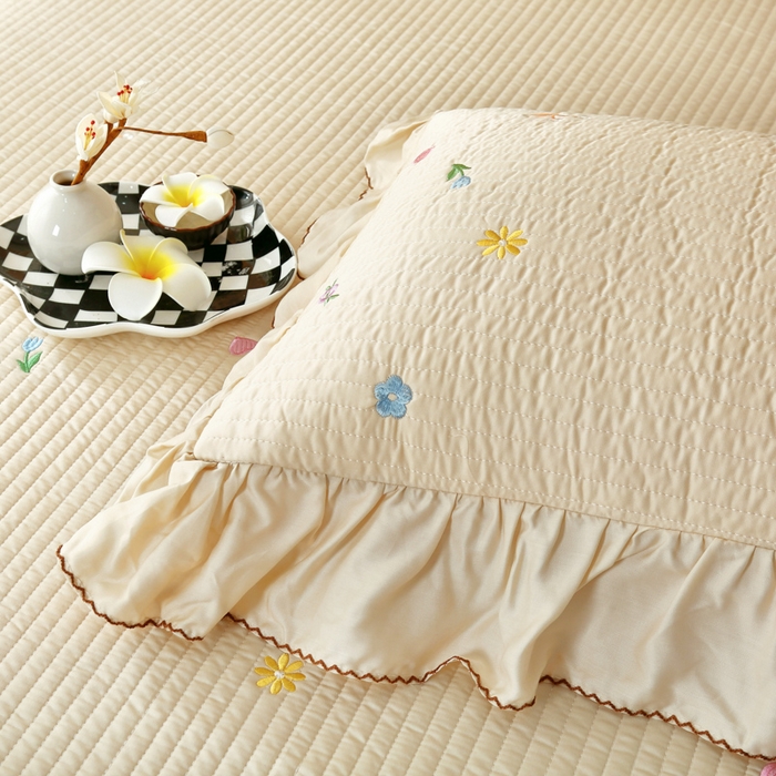 91家纺网 家纺一手货源 找家纺 OL家纺2025新款天丝床盖三件套系列-清新交响曲 奶茶驼