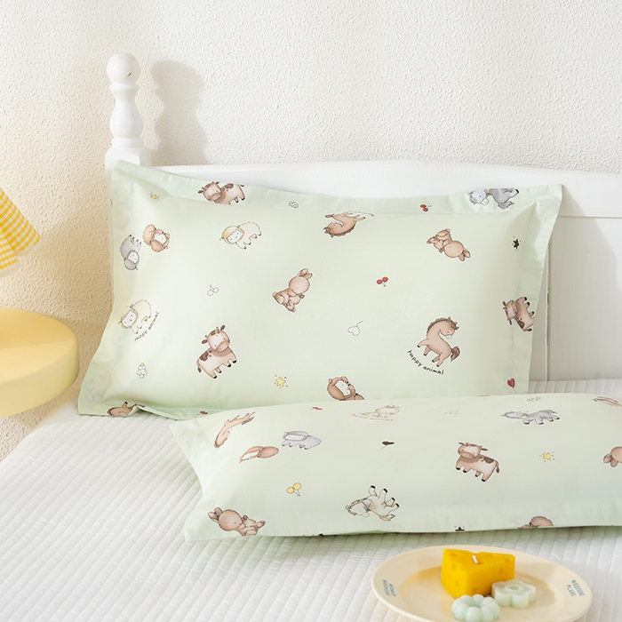 91家纺网 家纺一手货源 找家纺 良佐生活 2025新款A类高支高密全棉压线儿童枕套纯棉学生枕头套 马里奥