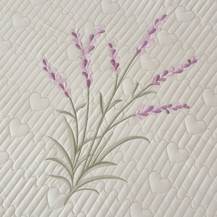 91家纺网 家纺一手货源 找家纺 OL家纺2025新款玉锦缎纯色床盖三件套-薰衣草 米色