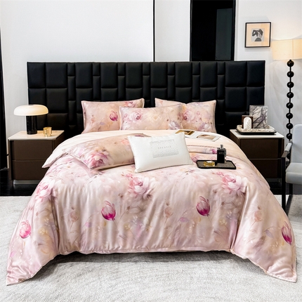 91家纺网 家纺一手货源 找家纺 （总）优贝 2025新款100%兰精天丝60S数码印花天丝四件套