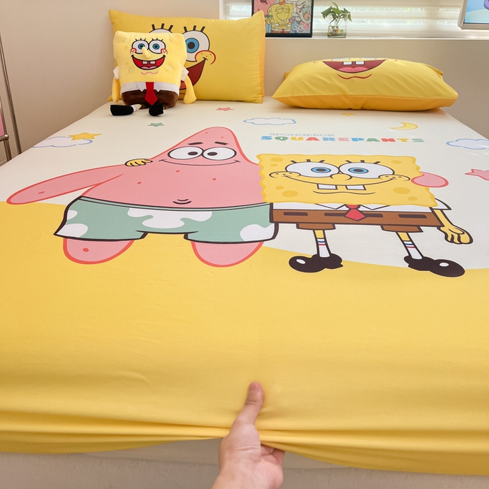 91家纺网 家纺一手货源 找家纺 金爱家2025新款全棉大版单品-床笠 棉单品-伙伴海绵宝宝