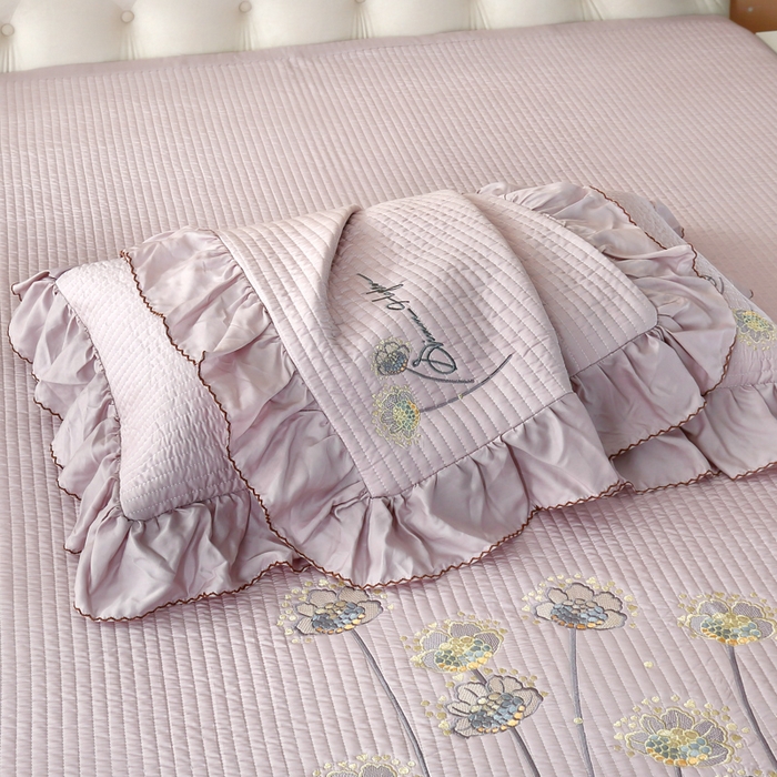 91家纺网 家纺一手货源 找家纺 OL家纺2025新款天丝床盖三件套系列-蒲公英 芋头紫