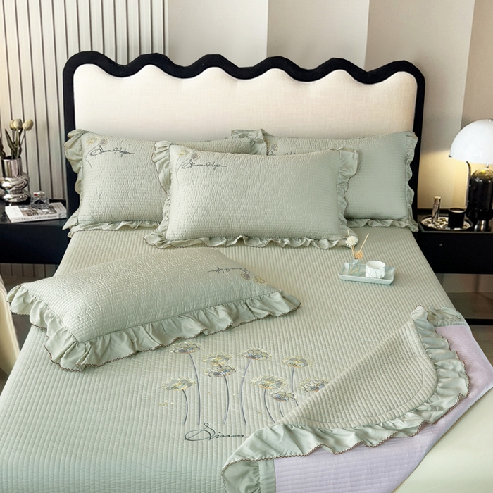 91家纺网 家纺一手货源 找家纺 OL家纺2025新款天丝床盖三件套系列-蒲公英 沙滩灰