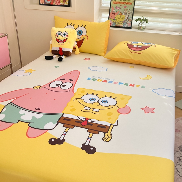 91家纺网 家纺一手货源 找家纺 金爱家2025新款全棉大版单品-床笠 棉单品-伙伴海绵宝宝