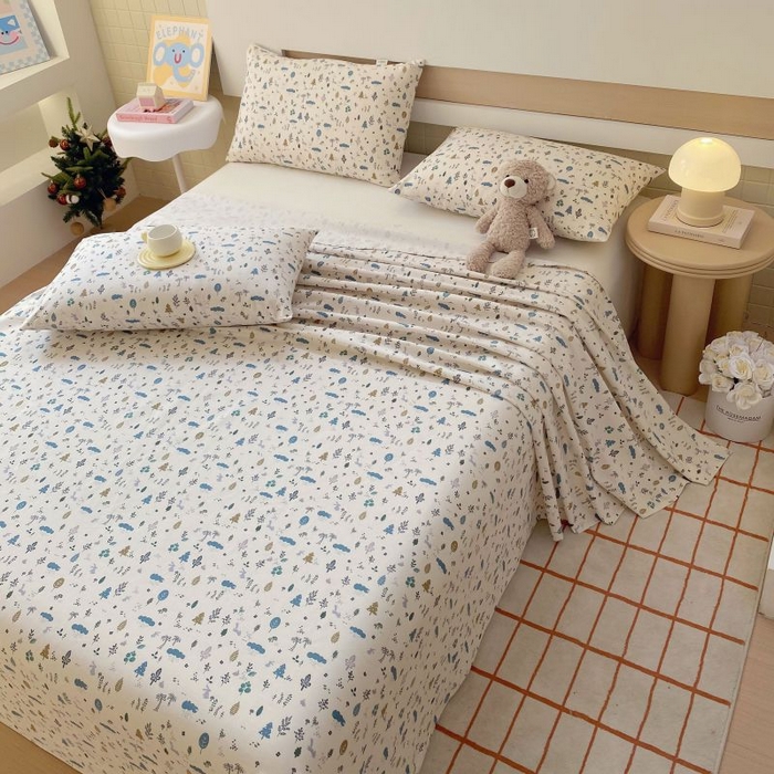 91家纺网 家纺一手货源 找家纺 ME/ERA HOME寐时代 2025新款全棉老粗布床单款三件套 全棉卡通-丛林