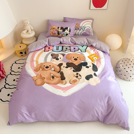 91家纺网 家纺一手货源 找家纺 （总）卧趣家纺 2025新款全棉大版卡通数码印花纯棉四件套