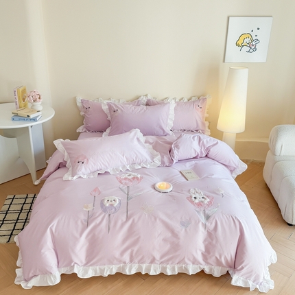 蜜柚2025花边款贴布郁金香小兔 郁金香小兔 浅紫