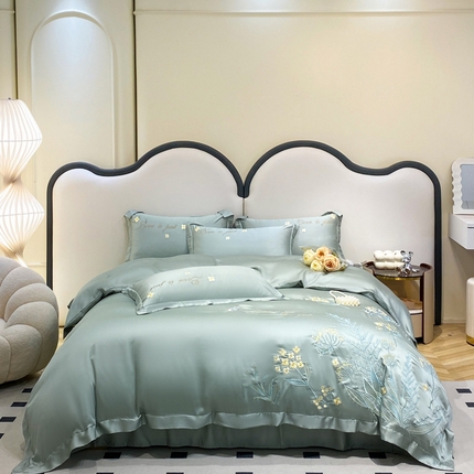 爱家（原缔乐家纺） 2025新款雪莲天丝四件套-绿光森林 绿光森林-奶油绿