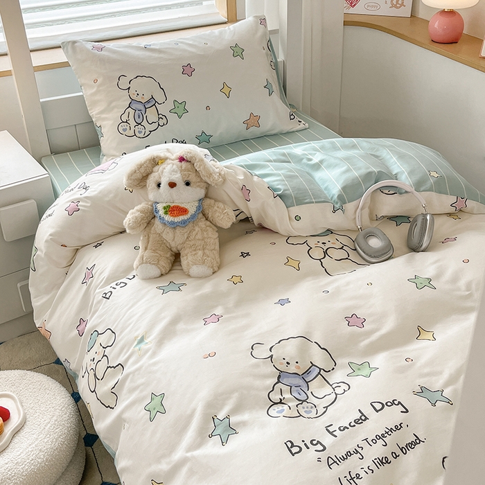 91家纺网 家纺一手货源 找家纺 慕尚家纺 2025新款全棉印花学生三件套套件 旺旺