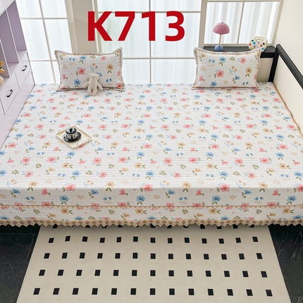 手艺人家纺 2025新款带花纯棉绗缝榻榻米大炕盖榻榻米炕垫防滑炕垫榻榻米垫床盖榻榻米炕盖炕垫（K700-K723） K713