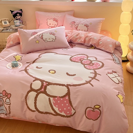 蓝邻家纺 2025新款全棉大版三丽鸥四件套系列 晚安凯蒂