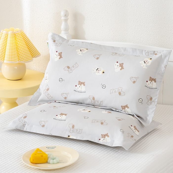 91家纺网 家纺一手货源 找家纺 良佐生活 2025新款A类高支高密全棉压线儿童枕套纯棉学生枕头套 西可