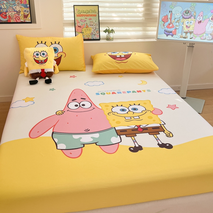 91家纺网 家纺一手货源 找家纺 金爱家2025新款全棉大版单品-床笠 棉单品-伙伴海绵宝宝