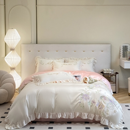 爱家（原缔乐家纺） 2025新款雪莲天丝四件套-幻蝶 幻蝶-奶昔白