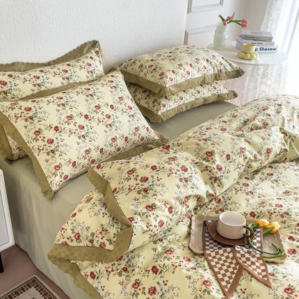 91家纺网 家纺一手货源 找家纺 （总）KA家纺 2025新款13372复古全棉花边四件套