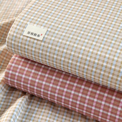 91家纺网 家纺一手货源 找家纺 ME/ERA HOME寐时代 2025新款全棉老粗布床单款三件套 全棉条格-塞约-绿