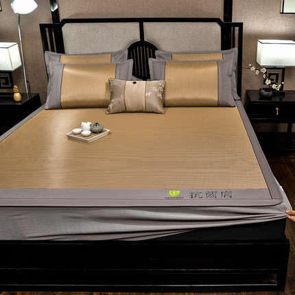 小牛席业2025新款小千鸟格经典款（床笠款）抗菌席凉席藤席冰藤席冰丝席草席竹席乳胶席凉感豆豆席 经典抗菌席（床笠款）咖色