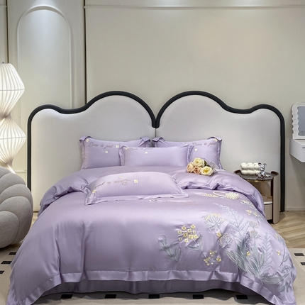 爱家（原缔乐家纺） 2025新款雪莲天丝四件套-绿光森林 绿光森林-梦幻紫