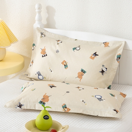 良佐生活 2025新款A类高支高密全棉压线儿童枕套纯棉学生枕头套 贝塔-黄