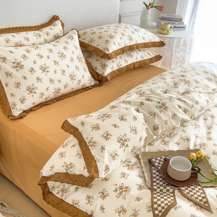 91家纺网 家纺一手货源 找家纺 （总）KA家纺 2025新款13372复古全棉花边四件套