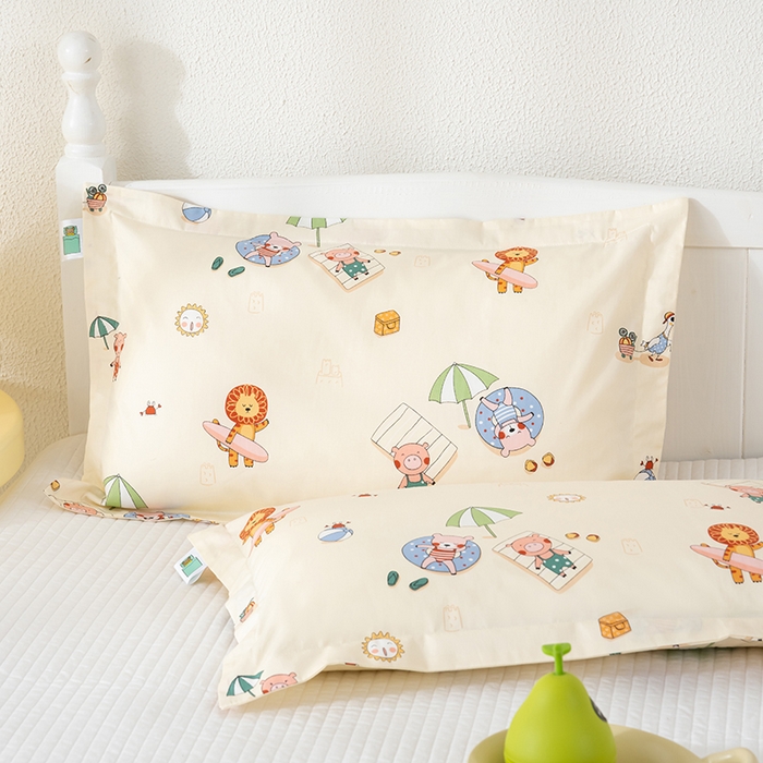 91家纺网 家纺一手货源 找家纺 良佐生活 2025新款A类高支高密全棉压线儿童枕套纯棉学生枕头套 小欢喜