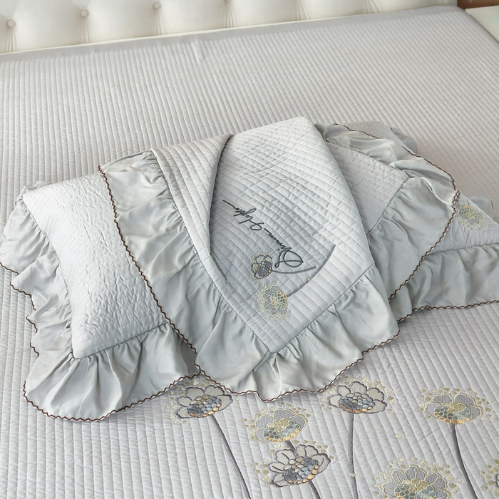 91家纺网 家纺一手货源 找家纺 OL家纺2025新款天丝床盖三件套系列-蒲公英 玛瑙灰