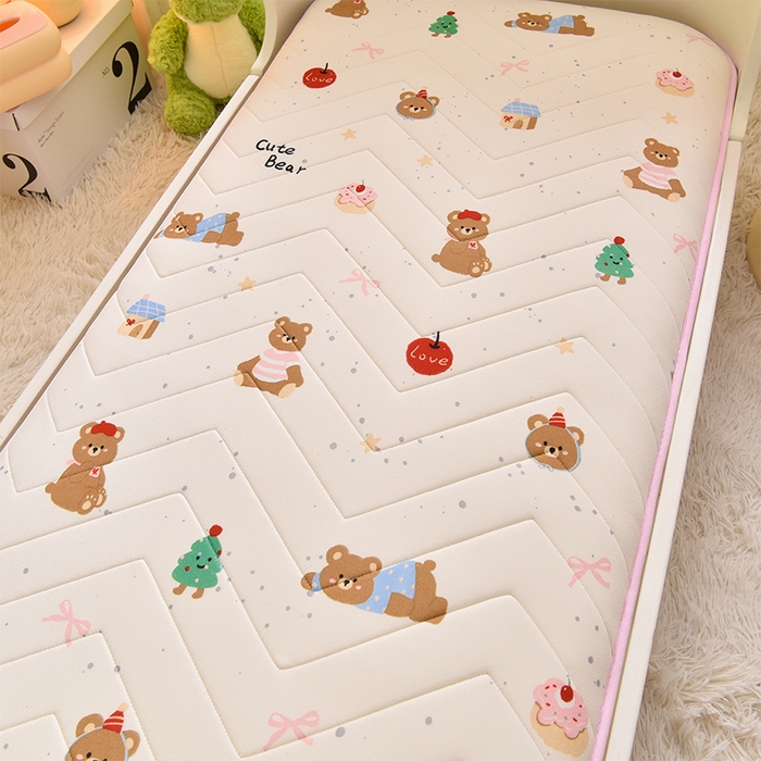 91家纺网 家纺一手货源 找家纺 嗨生活 2025年加厚针织棉乳胶床垫 幼儿园床垫 床褥 儿童床垫 单边款 甜品小熊