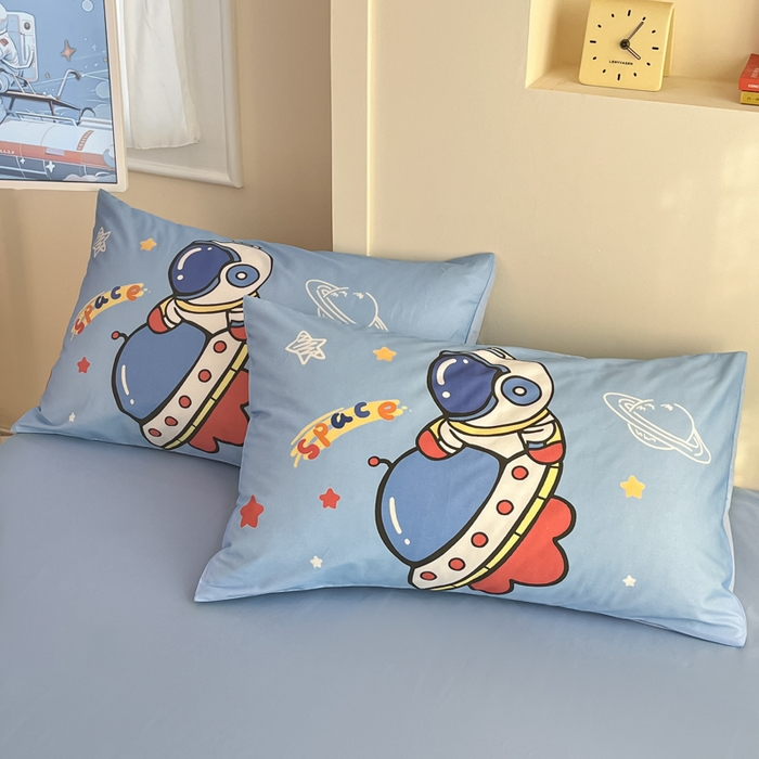 91家纺网 家纺一手货源 找家纺 金爱家 2025新款太空人纯棉四件套 环游太空人