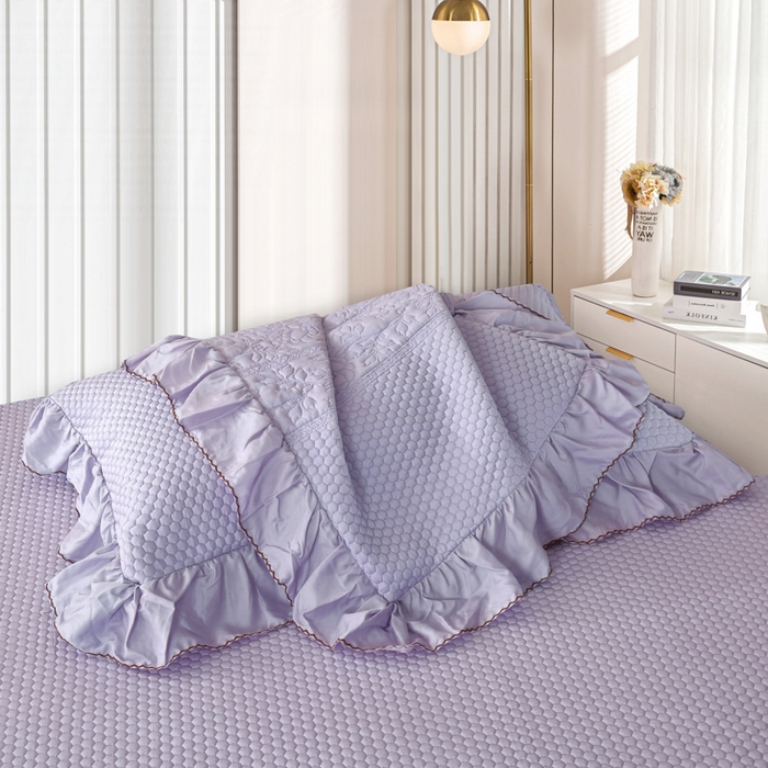 91家纺网 家纺一手货源 找家纺 OL家纺2025新款天丝床盖三件套系列-牡丹 薰衣紫