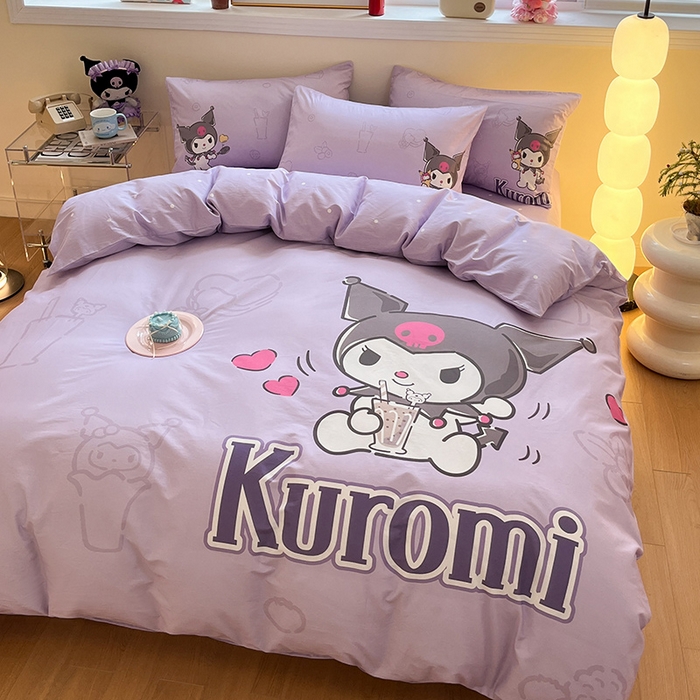 91家纺网 家纺一手货源 找家纺 蓝邻家纺 2025新款全棉大版三丽鸥四件套系列 饮料