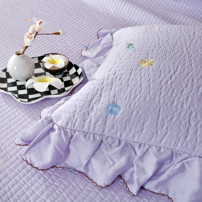 91家纺网 家纺一手货源 找家纺 OL家纺2025新款天丝床盖三件套系列-清新交响曲 薰衣紫