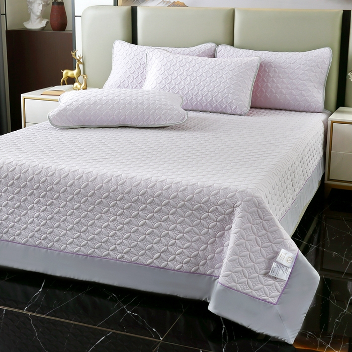 91家纺网 家纺一手货源 找家纺 OL家纺2025新款凉感丝夏被床盖款三件套 丁香紫