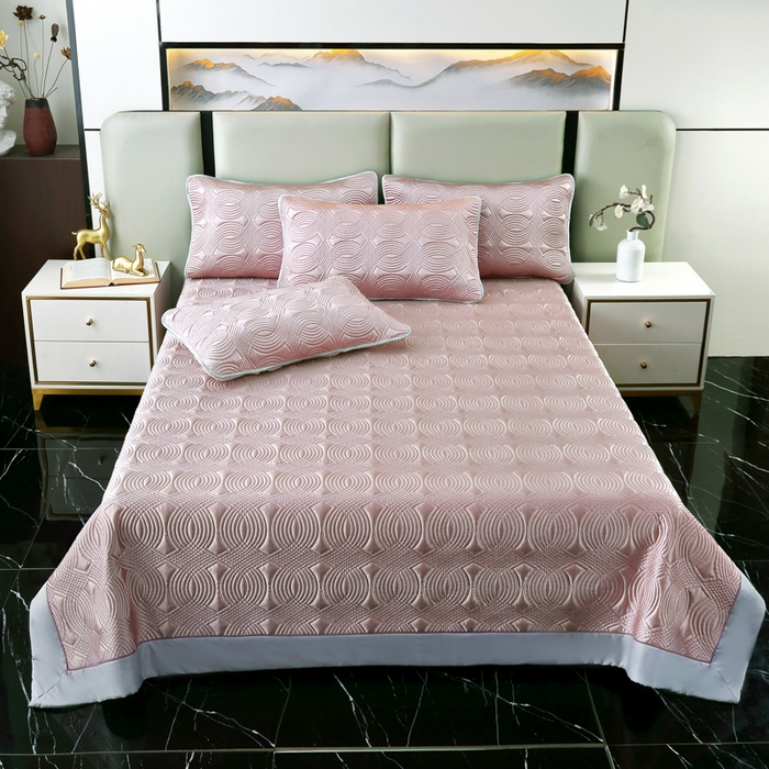 91家纺网 家纺一手货源 找家纺 OL家纺2025新款冰丝绸夏被床盖款三件套 薄藤紫