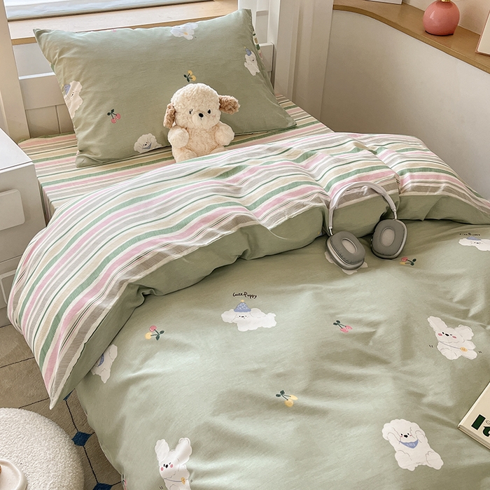 91家纺网 家纺一手货源 找家纺 慕尚家纺 2025新款全棉印花学生三件套套件 汪可爱