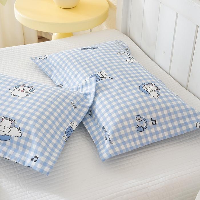 91家纺网 家纺一手货源 找家纺 良佐生活 2025新款A类高支高密全棉压线儿童枕套纯棉学生枕头套 布奇