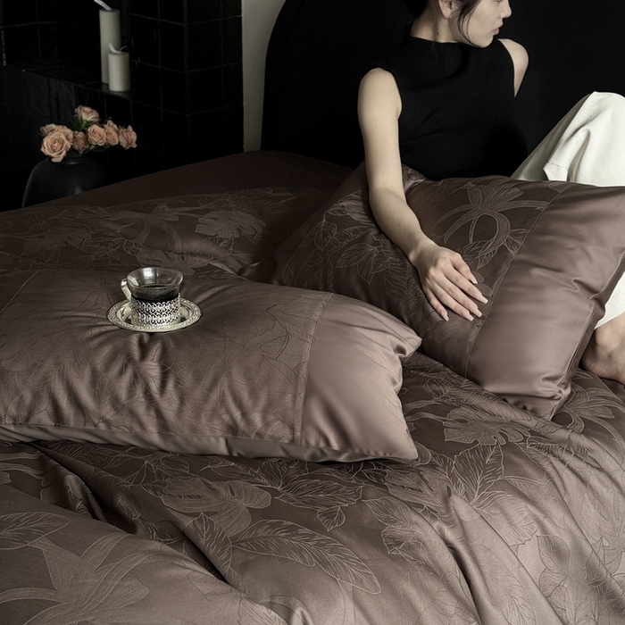 91家纺网 家纺一手货源 找家纺 （总）鹿班家居 2025年春夏款100S长绒棉精美提花四件套-夏日暮野（标准会员-20元）