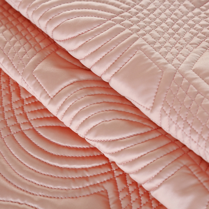 91家纺网 家纺一手货源 找家纺 OL家纺2025新款冰丝绸夏被床盖款三件套 珊瑚粉