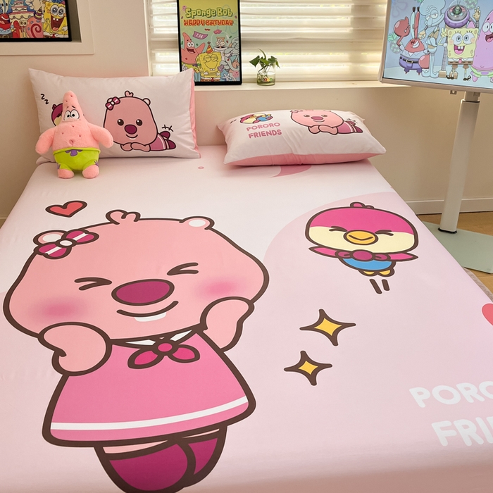 91家纺网 家纺一手货源 找家纺 金爱家 2025新款全棉大版单品波乐乐床笠 棉单品波乐乐-甜心朋友