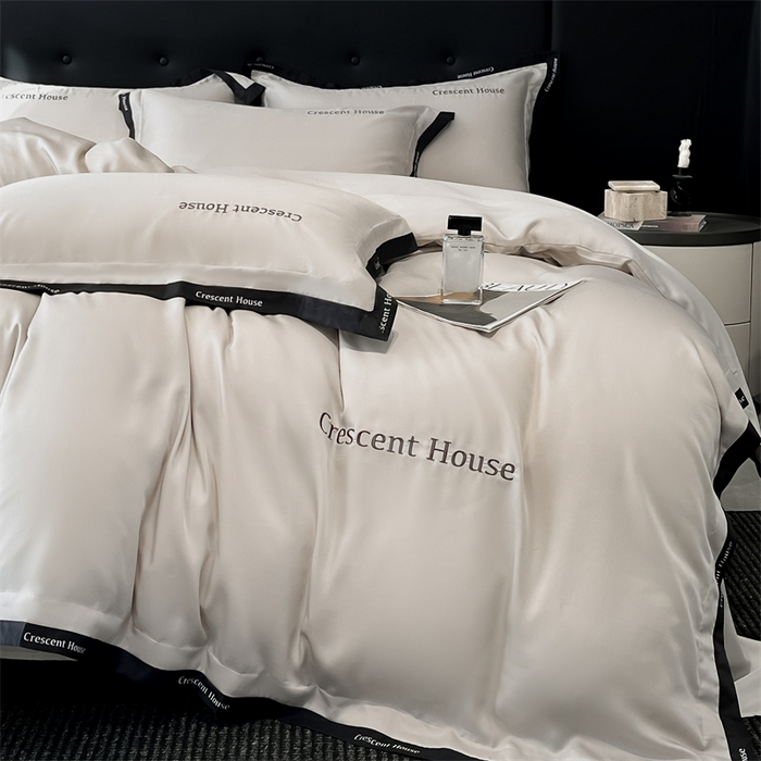 91家纺网 家纺一手货源 找家纺 笙意家纺 2025新款轻奢时尚水洗冰丝四件套-奥芬系列 奥芬-山灰