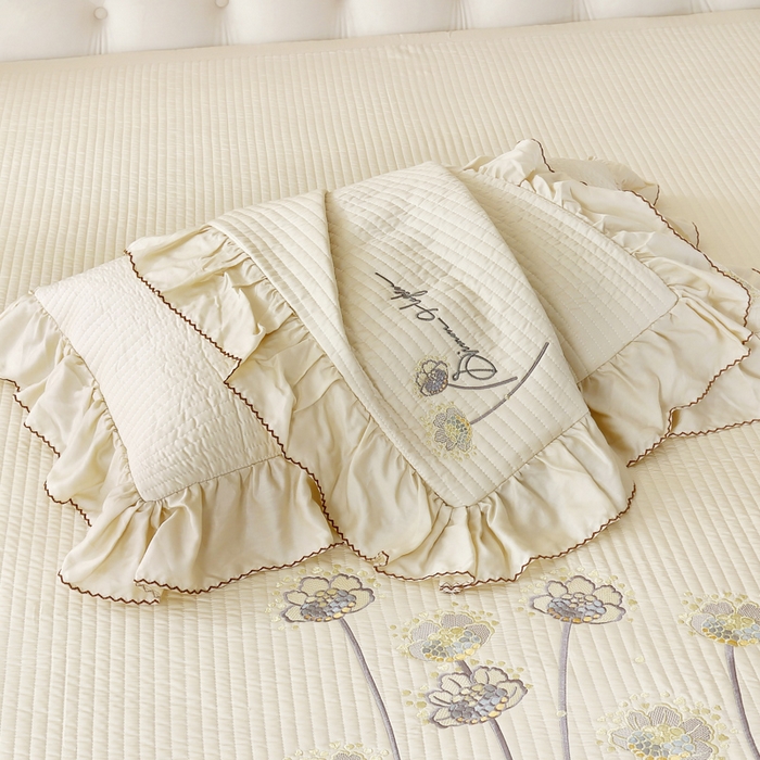 91家纺网 家纺一手货源 找家纺 OL家纺2025新款天丝床盖三件套系列-蒲公英 奶茶驼