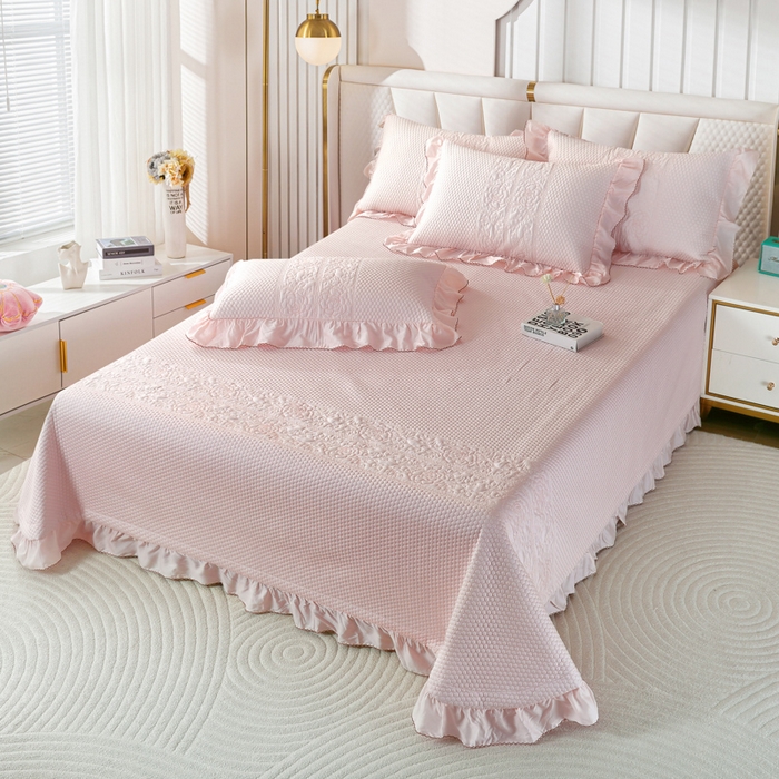 91家纺网 家纺一手货源 找家纺 OL家纺2025新款天丝床盖三件套系列-牡丹 肉桂粉