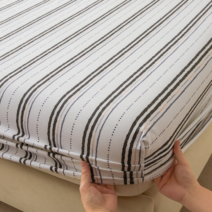91家纺网 家纺一手货源 找家纺 鑫钰2025新款纯棉全棉老粗布床笠--北欧风 胡里奥（灰）
