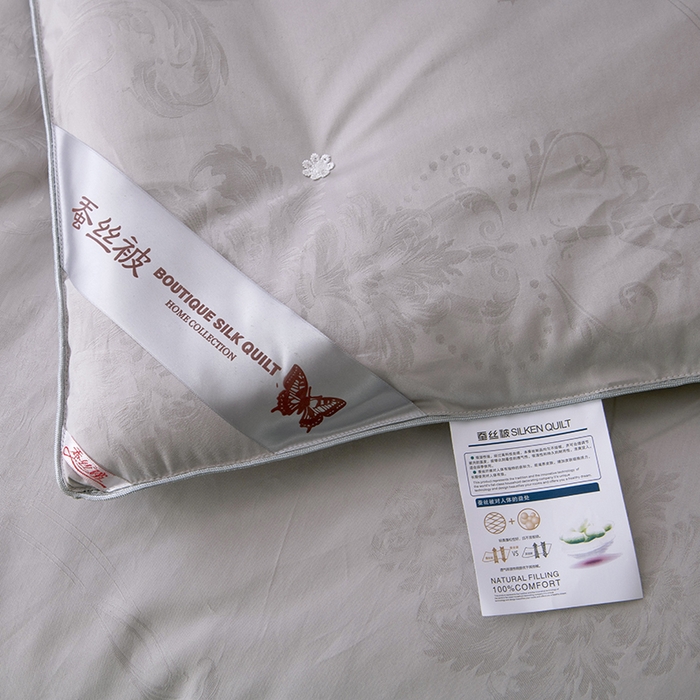 91家纺网 家纺一手货源 找家纺 鑫田家纺 2025新款60s纯棉提花婚庆蚕丝被桑蚕丝长丝春秋被子母被冬被礼品被夏被 灰