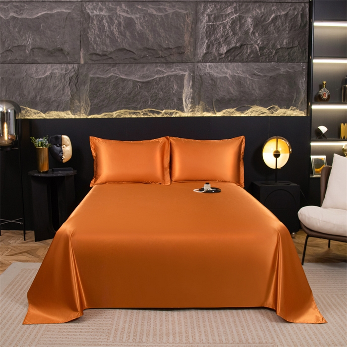 91家纺网 家纺一手货源 找家纺 梦舒羽 2025新款防水冰丝纯色床单凉爽柔顺宿舍双人床单 防水冰丝床单-咖啡