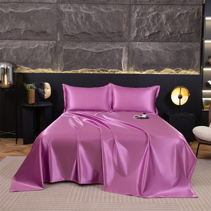 91家纺网 家纺一手货源 找家纺 梦舒羽 2025新款防水冰丝纯色床单凉爽柔顺宿舍双人床单 防水冰丝床单-豆沙色