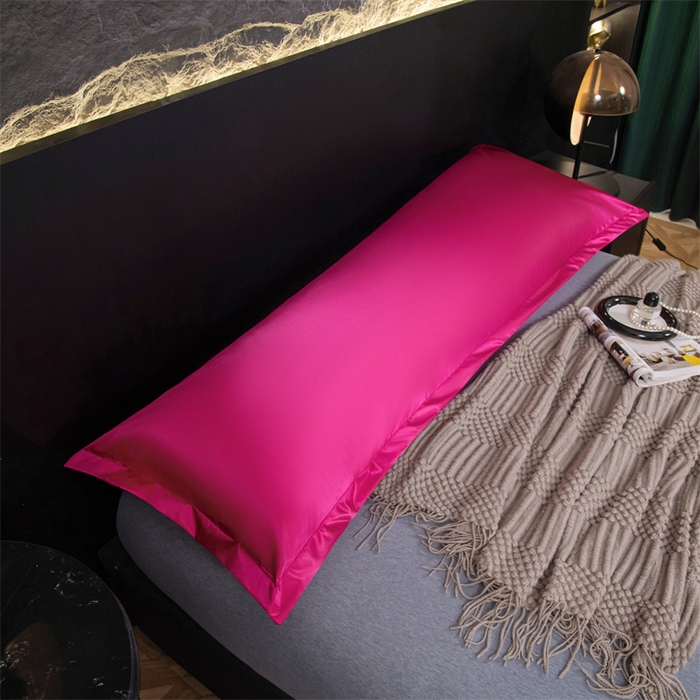 91家纺网 家纺一手货源 找家纺 梦舒羽2025新款防水冰丝纯色双人枕套情侣1.8m枕芯套内胆套 防水冰丝双人枕套-玫红色