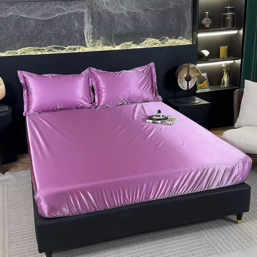 91家纺网 家纺一手货源 找家纺 梦舒羽2025新款防水冰丝纯色床笠凉爽柔顺床垫保护罩 防水冰丝床笠-豆沙色