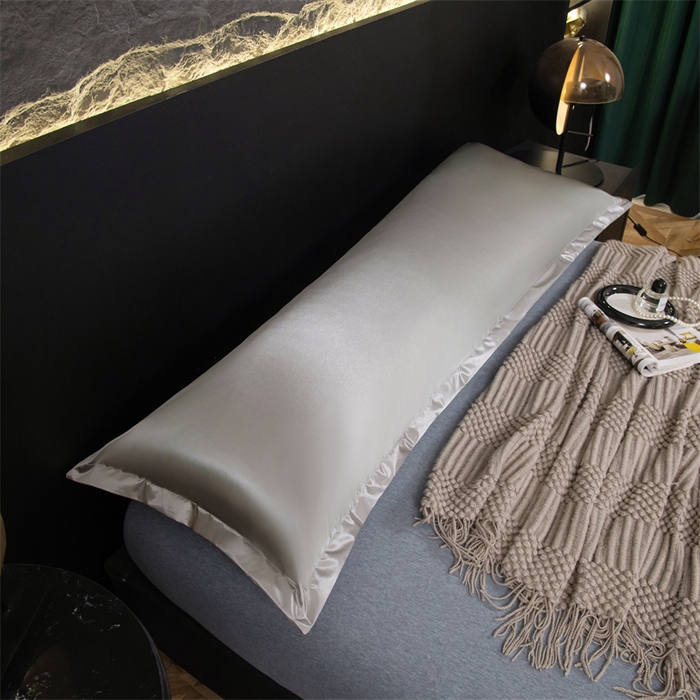 91家纺网 家纺一手货源 找家纺 圣比熊2025新款防水冰丝纯色双人枕套情侣1.8m枕芯套内胆套 防水款-典雅灰