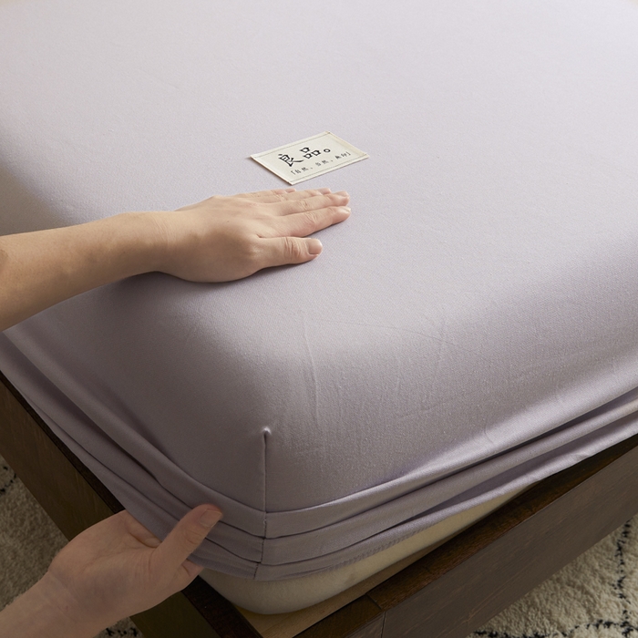 91家纺网 家纺一手货源 找家纺 鑫钰2025新款纯棉全棉老粗布床笠--LP纯色系列 黛紫