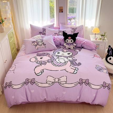 孩子王家纺2025新款三丽鸥系列全棉活性大版印花卡通学生宿舍四件套（第三批花型） 木马库洛米